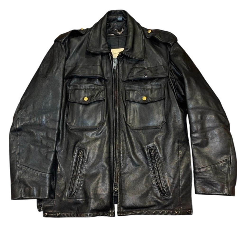 Vintage Taylor's Leatherwear Leather Police Motorcycle Jacket Lined 42 Large USA